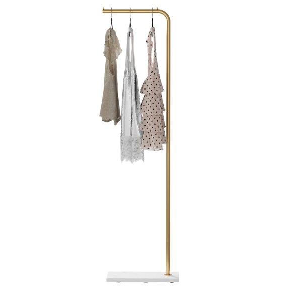 Gold Coat Rack,Modern Garment Rack with Ceramic-Like Base, Heavy-Duty Clothing Racks Freestanding, Can Hang Clothes, Hat, Scarf, Organize Shoes