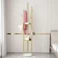 Gold Coat Racks Freestanding with 3 Storage Shelves, Metal Coat Racks