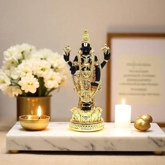 NATRIEL Balaji Gold-Coated Statue for Home Temple Decor