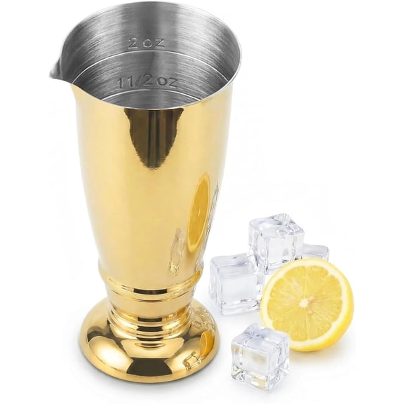 Gold Cocktail Measuring Jigger for Bartending with Markings 1/4 oz to 2oz Heavy Duty Inside Multi-Unit Measurement Stainless Steel Shot Measure Cup