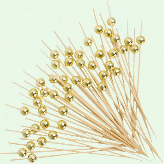 Gold Cocktail Picks for Party Decoration, 100PCS Fancy Toothpicks for Appetizers - 4.7 inch