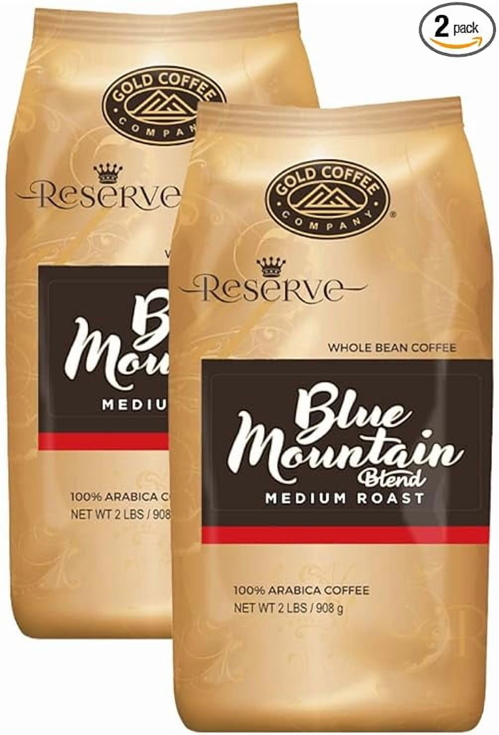 Gold Coffee Company Blue Mountain Blend Whole Bean Roasted Coffee, 2lb (Pack of 2)