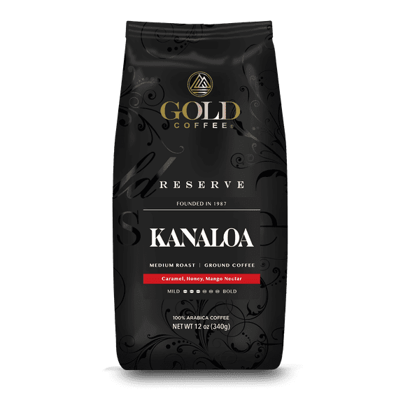 Gold Coffee Kanaloa Ground Medium Roast Coffee, 12oz (Pack of 6)