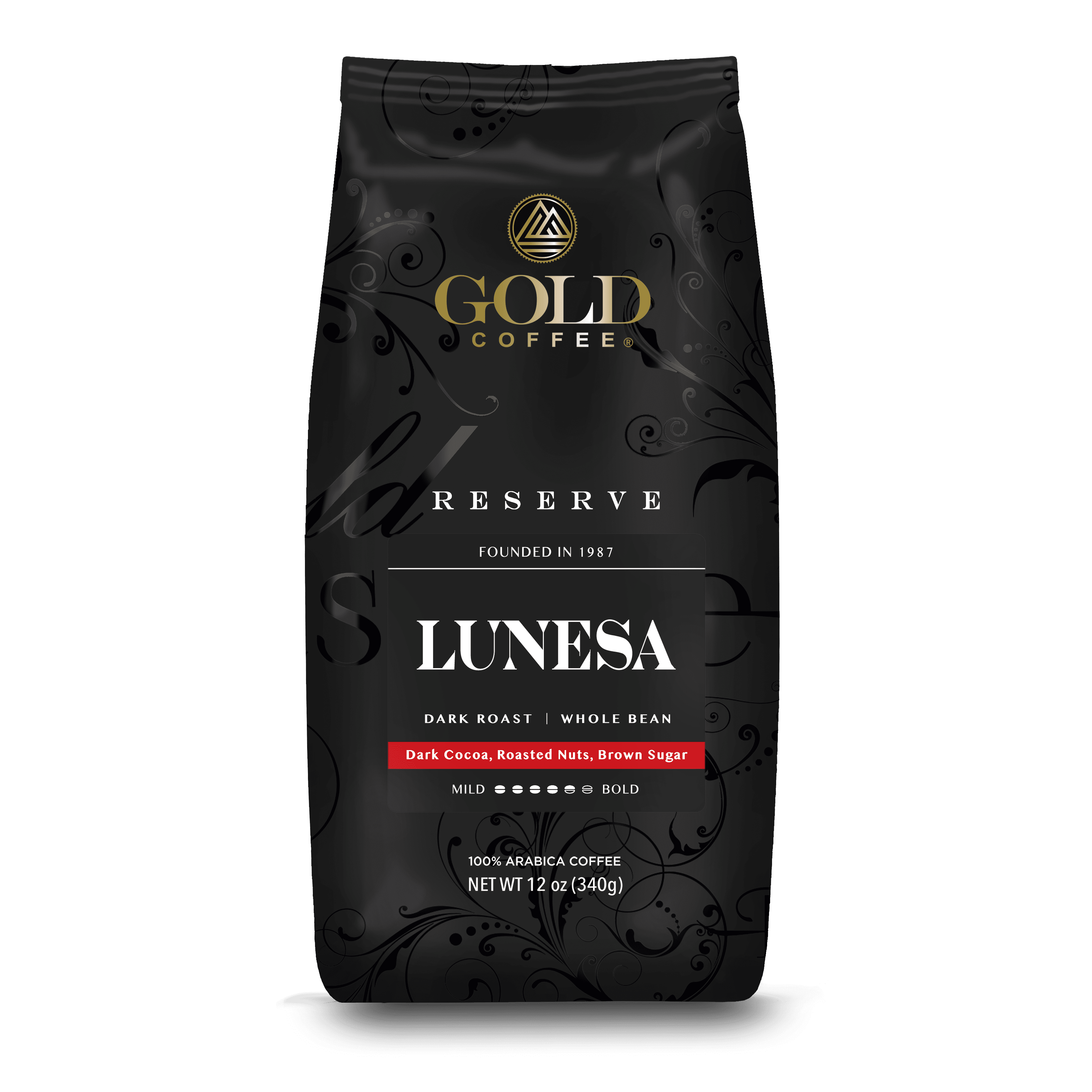 Gold Coffee Lunesa Whole Bean Dark Roast Coffee, 12oz (Pack of 6)