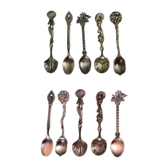 NIAIZEK Set of 5 Retro Carved Coffee Spoons European Style for Home, Bar, Kitchen, and Cafe Use