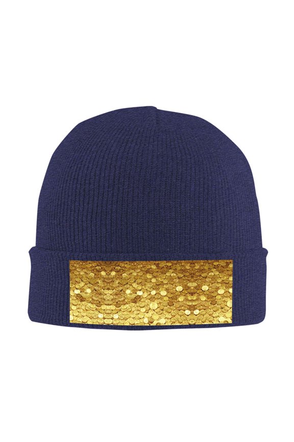 Gold Coins Amazing Beanie Hat Men Women Warm Printed Cap Knit Beanies Hats Outdoor Winter Navy Blue