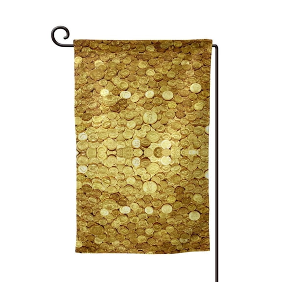 Gold Coins Amazing Garden Flag Vertical Double Sided Yard Outdoor Decoration 12.5 x 18 Inch Square