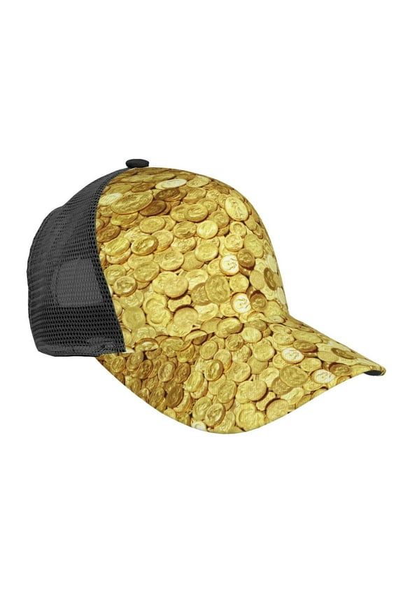 Gold Coins Amazing Snapback Trucker Hats Baseball Caps Adjustable Mesh Back Ball Caps For Men Women