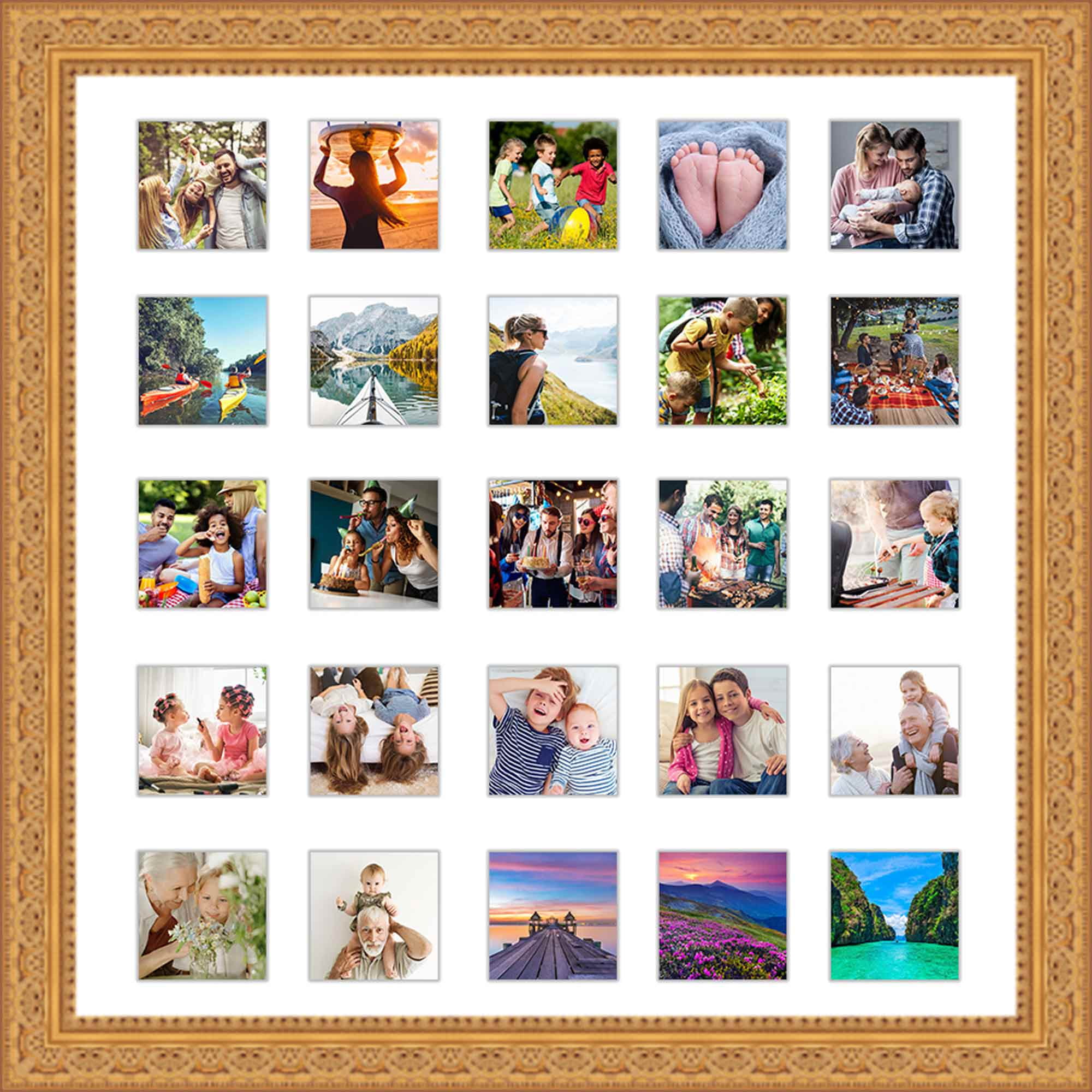 Gold 4x4 Frame With Mat - 8x8 Frame For a 4 x 4 Photo - Great for  Instagram Pictures