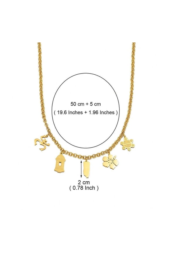 Gold Color 13A49 Puerto Rico Map Hibiscus Frog Pendant Necklace Stainless Steel