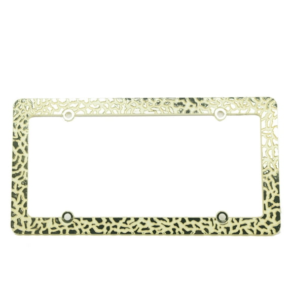 Gold Color Cheetah/Leopard Print Metal License Plate Cover Frame