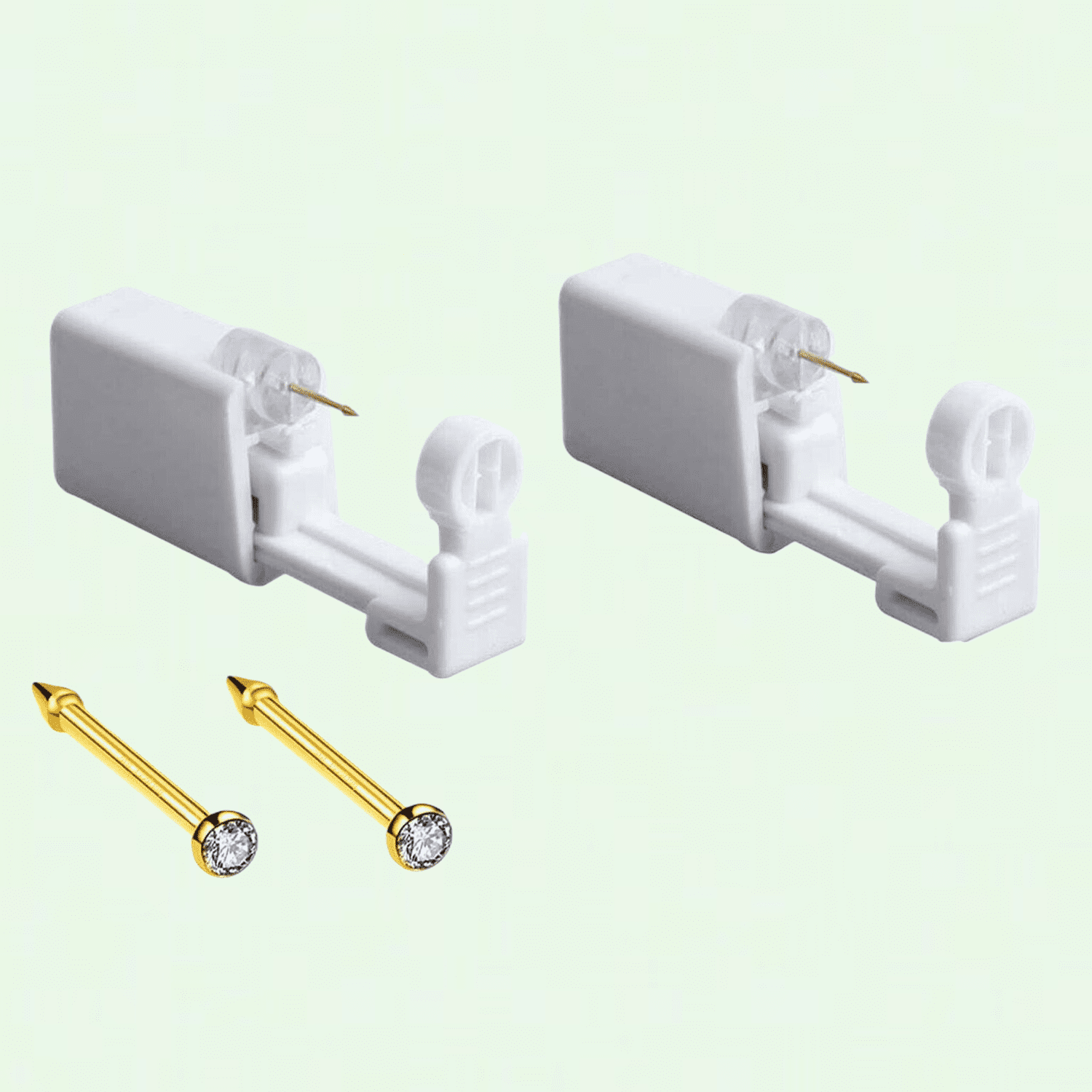 Gold Color Disposable Nose Piercing Kit with Nose Rings (2 Pack