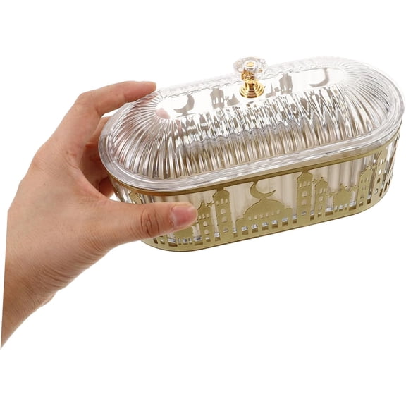 Gold Color Glass Butter Dish with Lid or Countertop and Refrigerator,Crystal Glass Butter Storage Container for Kitchen Dining Table Decor (Gold, Large)