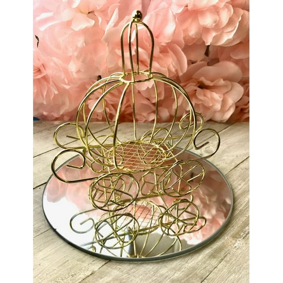 (Gold Color ) Mini Carriage Cake Topper, Cake Decoration Weddings, Princess Themed Parties