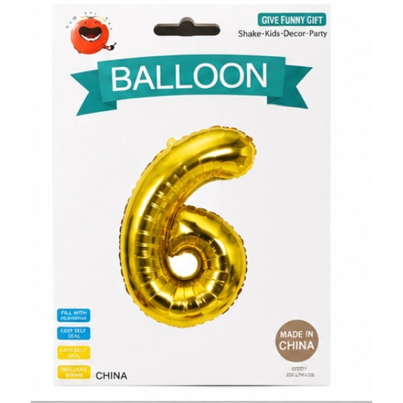 Gold Color Number "6" Aluminum Balloon