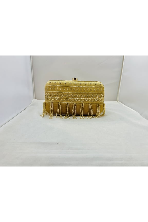Gold Color Silk Clutch
