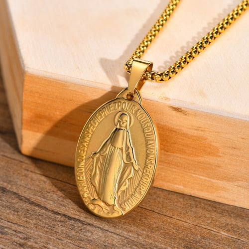RS Virgin Mary Necklace for Men Miraculous Medal India | Ubuy