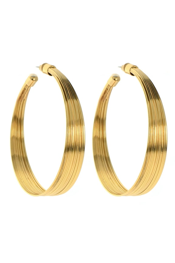 Gold Color Wire Layered Hoop Earrings TROY E1010