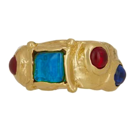 Gold Color Women's Rings Vintage Rhinestones Rings for Women in Gold Color with Multicolor Stones
