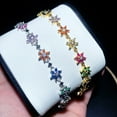 thumbnail image 1 of Gold Color Zircon Chain New Colorful Flower Bracelet, 1 of 2