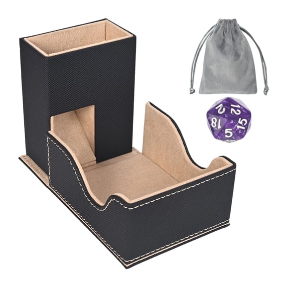 Gold-Colored Dice Storage Box for Board Games and Cards， Dice Roller Tower Dice Tray for Rolling Foldable Leather Dice Organizer Tower for Player
