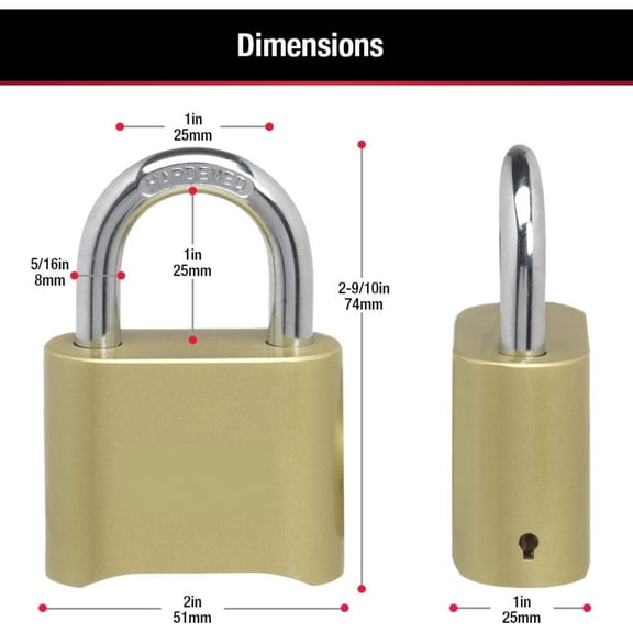 Gold Combination Padlock, Gate Lock for Outdoor Fence or Shed, Small Lock with Customizable Code for Indoor or Outdoor Storage, 4 Pack