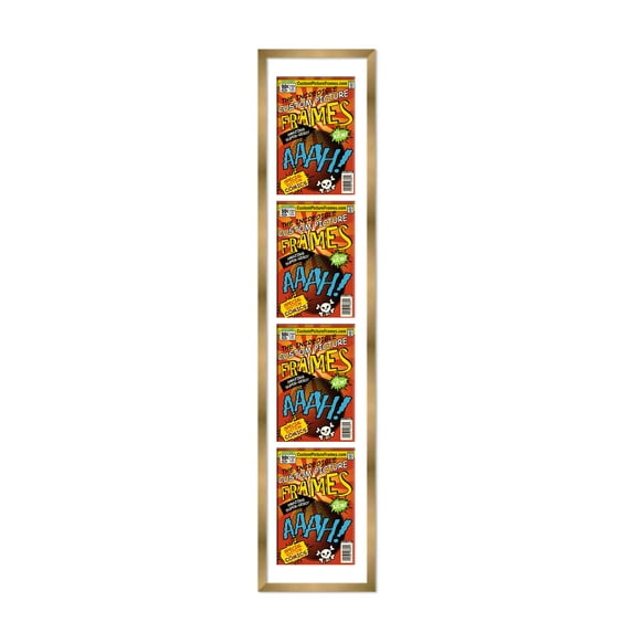 Gold Comic Book Frame with White Mat - 4 Openingss to Display 4 6.875"x10.5" Current Era Comic