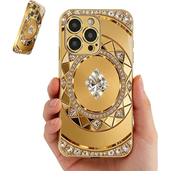 Gold Compass Pattern Hard Case for iPhone, Ultra-Thin Drop-Proof and Shockproof Phone Case, Luxurious Full-Coverage Design, for iPhone 17/16/15/14/13/12 Pro Max