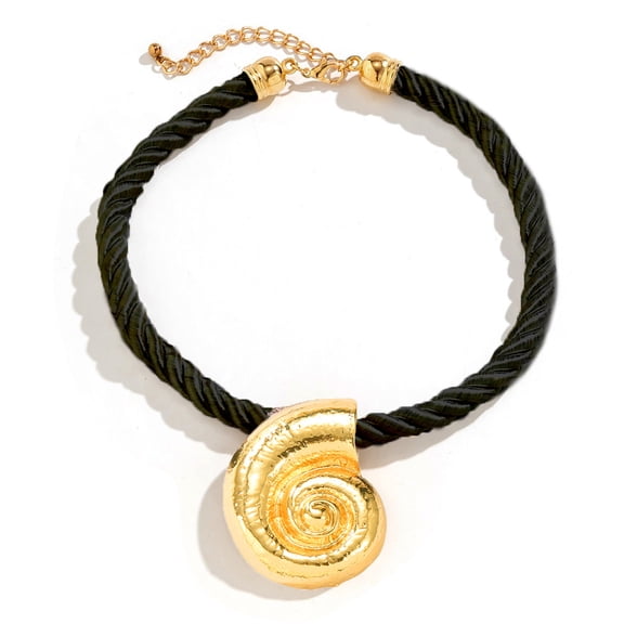 Gold Conch Shell Necklace for Women,Pendant Rope Necklace,Beach Holiday Party