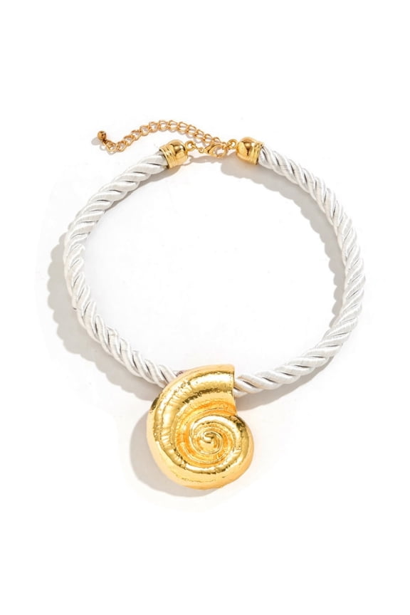 Gold Conch Shell Necklace for Women Ursula Costume Accessory for Adult Teens Witch Shell Necklace Snail Seashell Pendant Rope Necklace Jewelry Cosplay Holiday Party