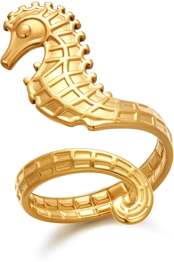 Gold Conch Shell Starfish Rings for Women Chunky Adjustable Open Rings Gold Ocean Statement Rings Seashell Sea Star Rings Stackable Band Rings Summer Jewelry
