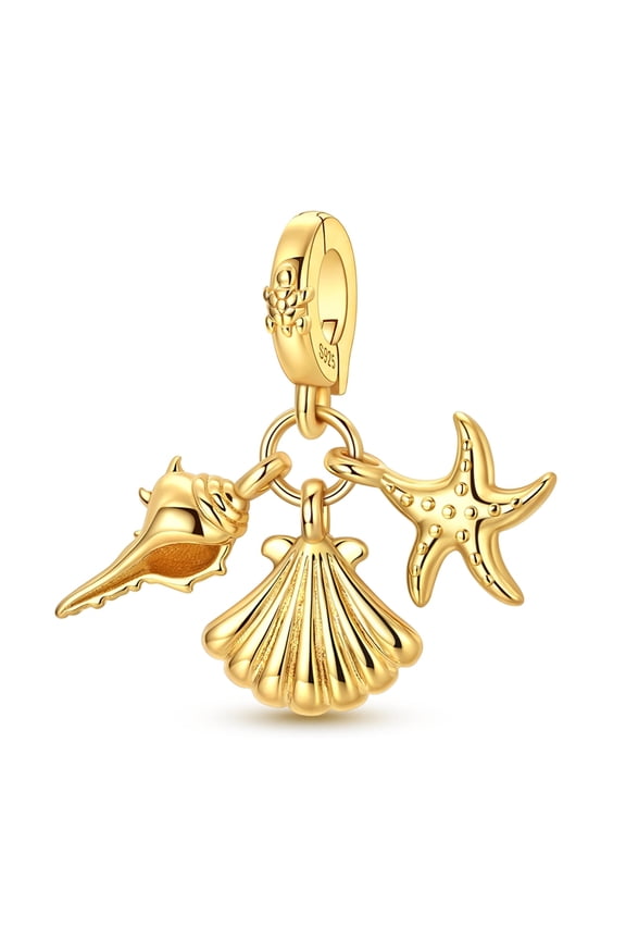 Gold Conch Shell Universal Clasp Silver Plated Charm
