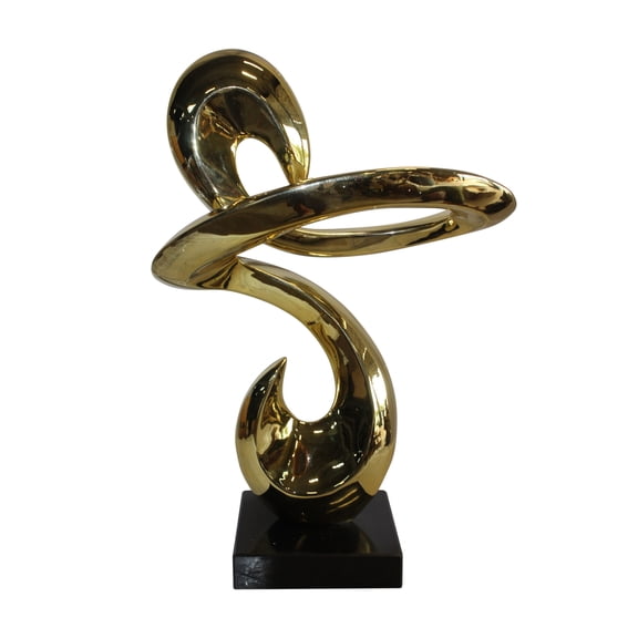 Gold Contemporary Resin Statue on Marble Base 19" x 9" x 27"H