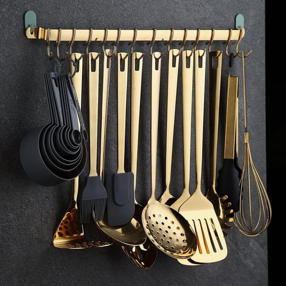 Gold Cooking Utensils Set 37 Pieces Stainless Steel Kitchen Gadgets Tool with  Plating Heat Resistant Dishwasher Safe