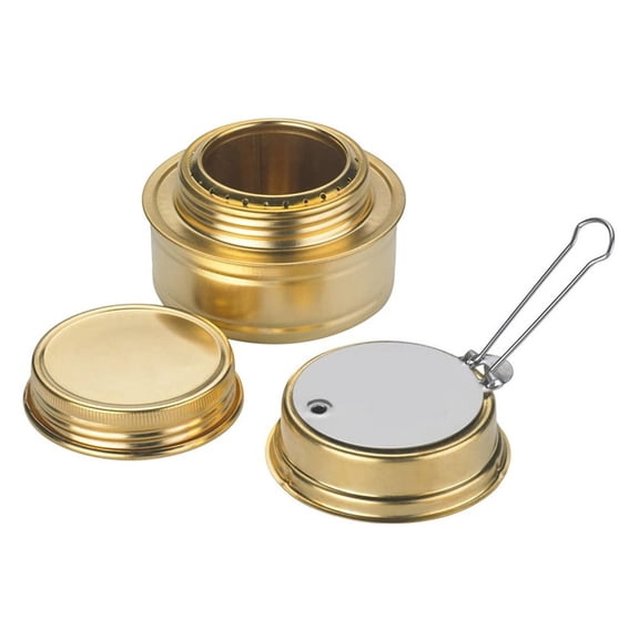 Gold Copper Alloy Alcohol Stove, Compact & Lightweight for Outdoor Survival Camping Cooking, 3 x 1.8 Inch