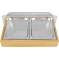 thumbnail image 1 of Gold Countertop Food Serving Display Container, 0.79Gal Stainless Steel Catering Supplies Buffet Display, Salad Fruit Trays Restaurant Containers with Lids (2 Pan), 1 of 7