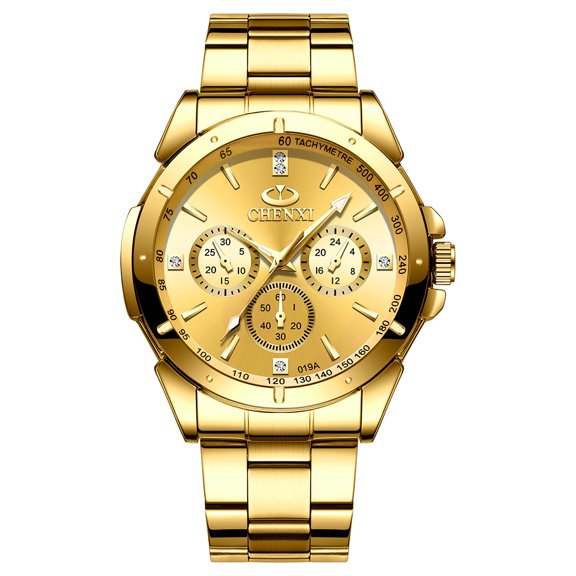 Gold Couple Watches Hot-Selling Model for Women and Men, Business Waterproof Steel Band Couple Quartz Watches, Fashionable Business Wristwatches