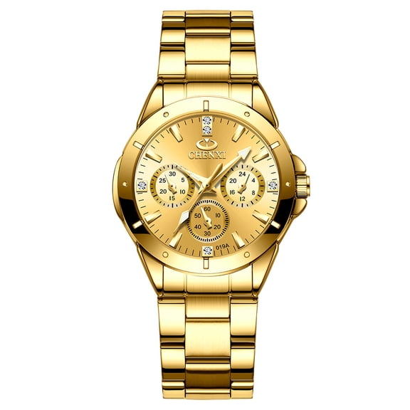 Gold Couple Watches Hot-Selling Model for Women and Men, Business Waterproof Steel Band Couple Quartz Watches, Fashionable Business Wristwatches
