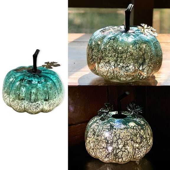 Mercury Glass Pumpkin LightsTimer Pumpkins Decorations Decorative for Halloween Pumpkin Decorations Fall and Thanksgiving Decor