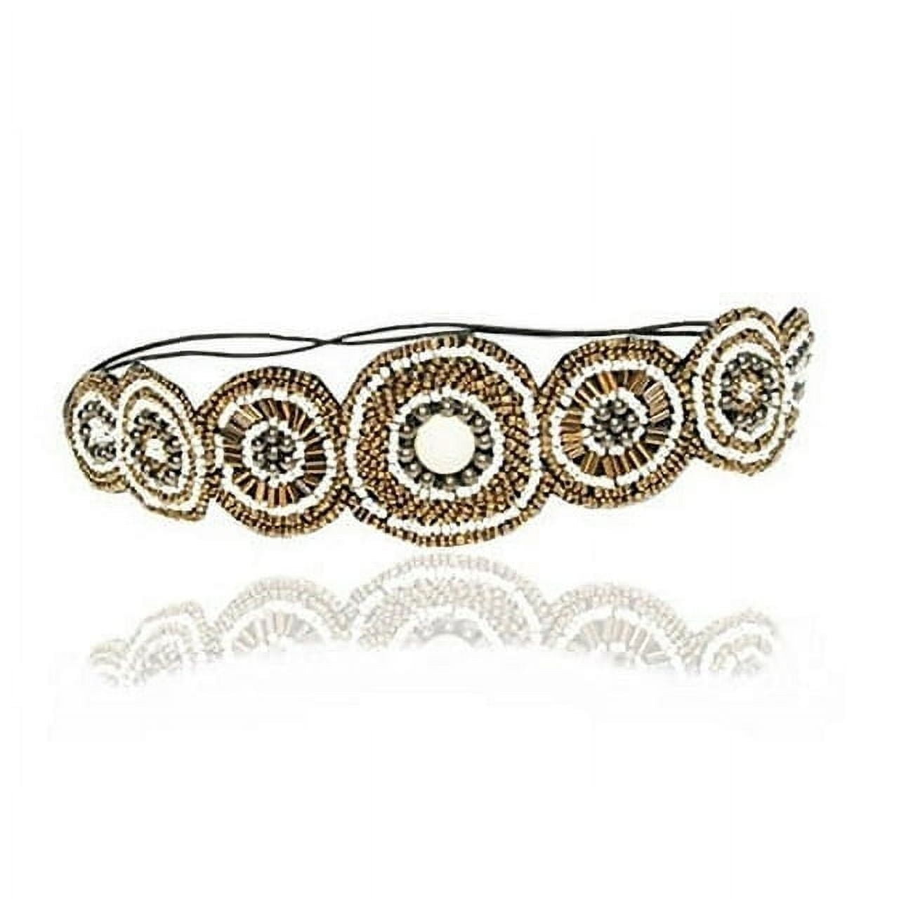 Stunning Cream Headband with Gold Details Embellished Knot Headband, Jeweled Knotted Headband  main image 2