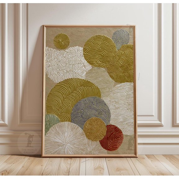 Gold Cream Circle Pattern Modern Wall Poster Unframed Paper Print