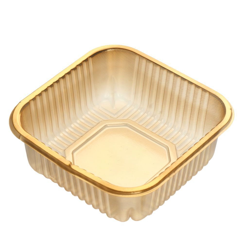 50-Pack Square Mooncake Boxes With Lids – Black Base, Clear Cover, Food Grade Plastic For Baking, Desserts, & Gifts