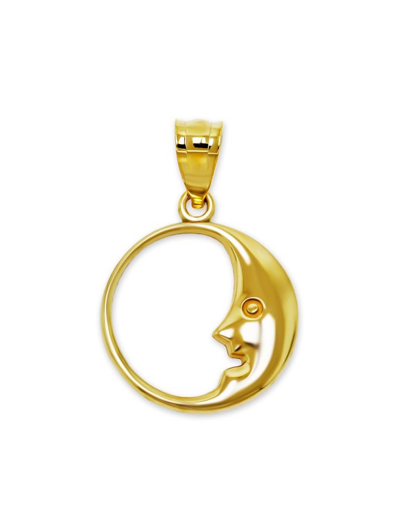Gold Crescent Moon Charm - 10 Karat Solid Gold - Dainty Moon Jewelry - Celestial Charm
