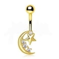 thumbnail image 1 of Gold Crescent Moon & Shinning Star Navel Ring, 1 of 1