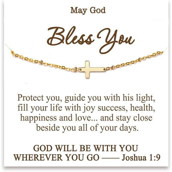 Gold Cross Bracelet for Women, Christian Gifts for Women, Religious Gifts Adjustable Stainless Steel Dainty Bracelet, Easter, Mother's Day, Christmas, Birthday