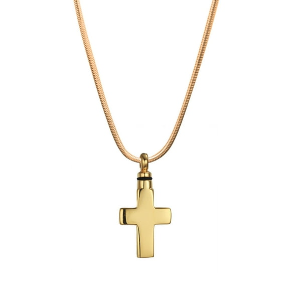 Gold Cross Cremation Urn Necklace for Ashes Holder Keepsake Memorial Pendant Cremation Jewelry Free Funnel Kit and Velvet Jewelry Box