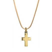 Gold Cross Cremation Urn Necklace for Ashes Holder Keepsake Memorial Pendant Cremation Jewelry Free Funnel Kit and Velvet Jewelry Box