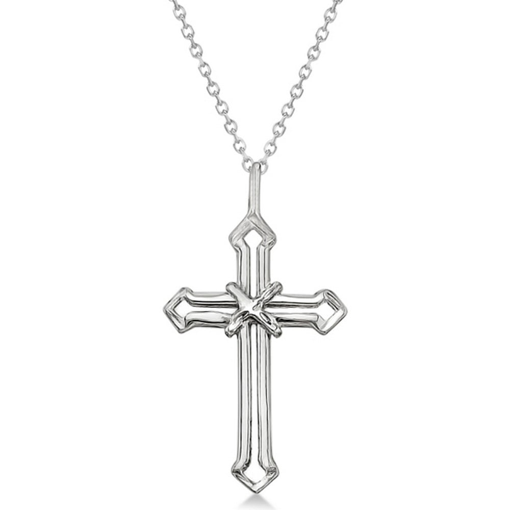 Flooded Diamond Cross Necklace in White Gold | – The Gold Gods