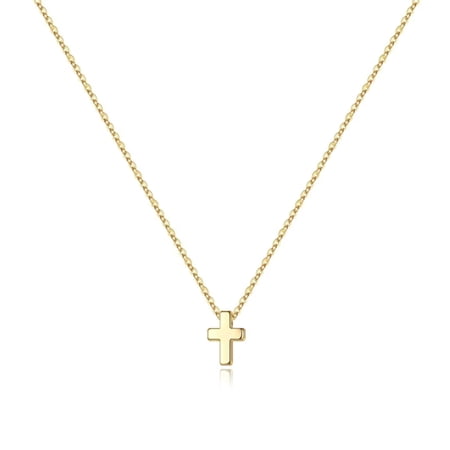 Turandoss 14K Gold Plated Dainty Tiny Small Bubble Cross Pendant Necklace for Women Girls Simple Cute Jewelry Teacher Appreciation Mothers Day Graduation Gifts for Her Mom Kids Teen Girls Wife Ideas