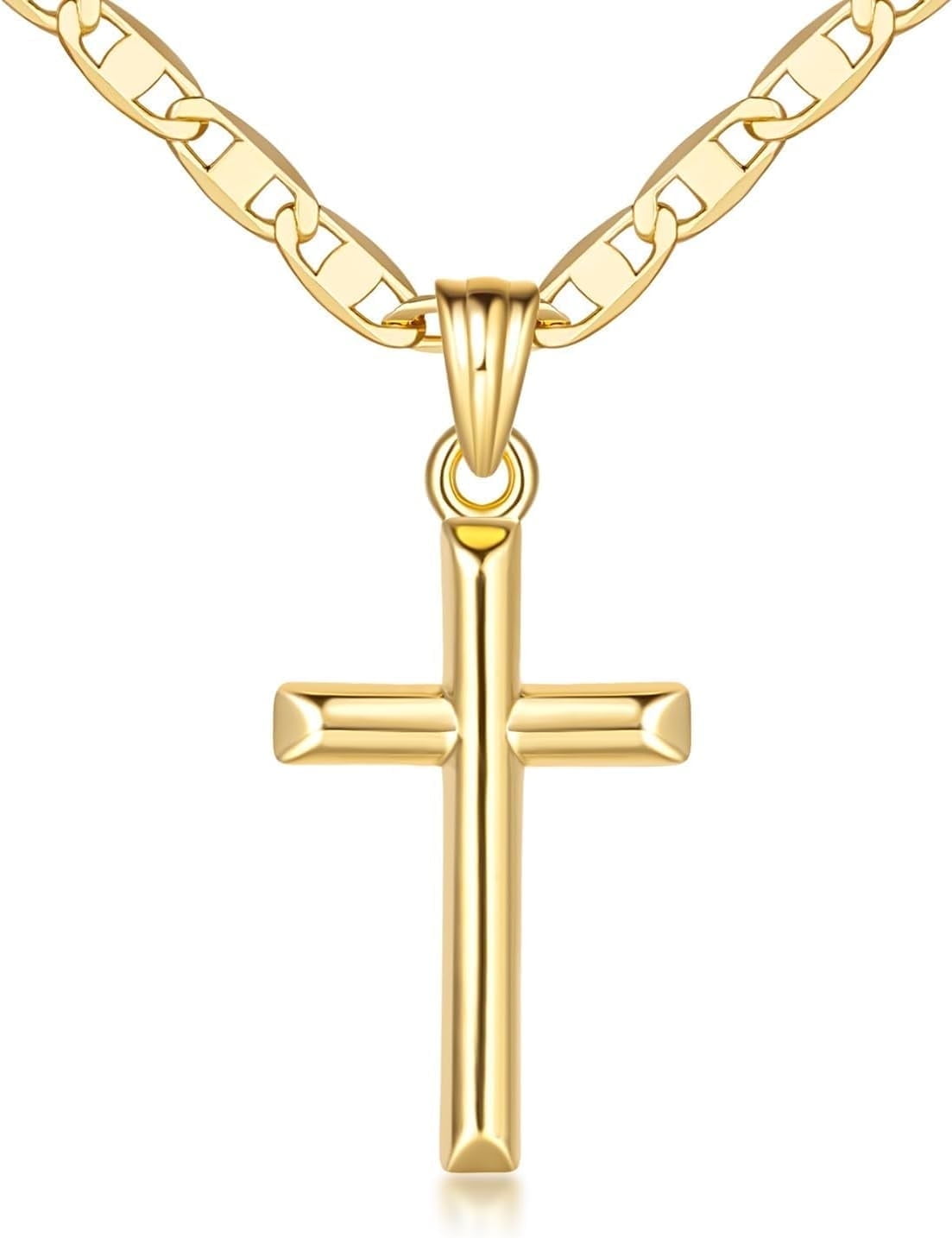POHNUI 14K Gold Cross Necklace for Women Gold Chain with Minimalist Cross Pendant, Elegant Faith Jewelry Gift, Classic Gold Cross Necklace for Women